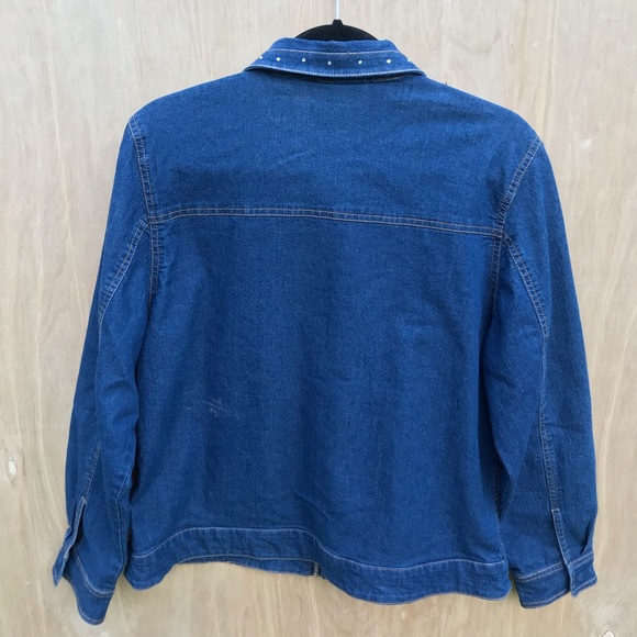 cathy daniels rhinestone zip denim jacket large - Picture 2 of 6